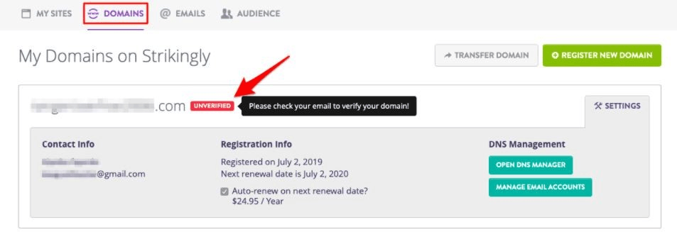 檢查未經驗證的網域 檢查未經驗證的網域